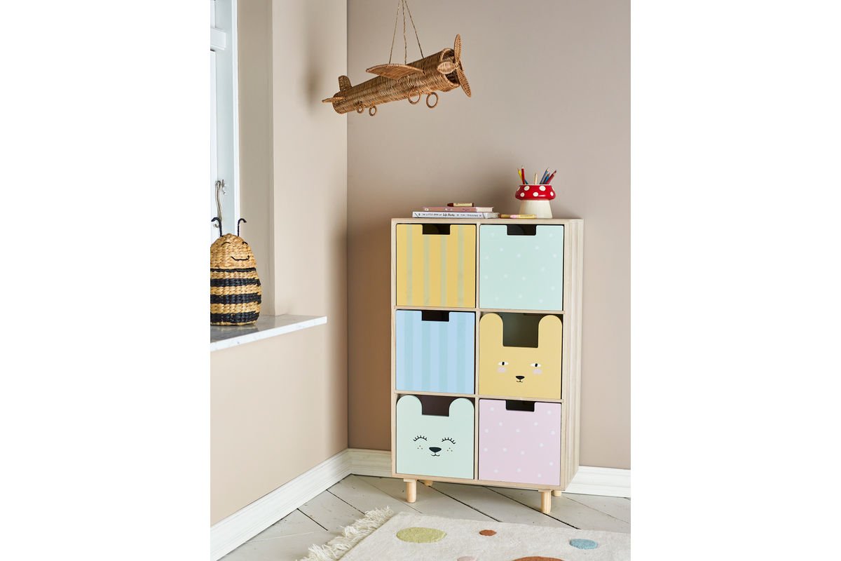 Kinder-Bücherregal „Linus“ mit Schubladen, Buntes Design, Für Kinderzimmer