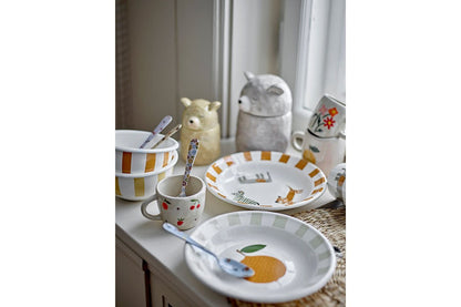 Kinder Jessi Geschirr-Set mit Tieren und Streifen, Orange