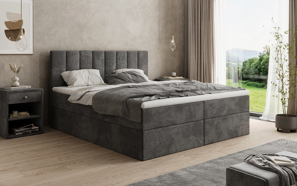 Luxusbetten24 Sofia Boxspringbett Cord mit Stauraum