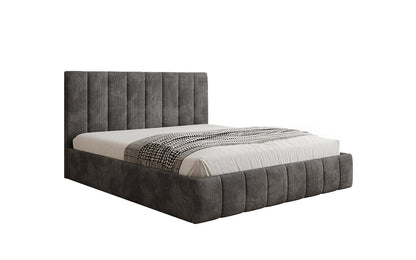 Designer Polsterbett Mila in Cord, 140×200 cm, Beige, 70 cm Kopfteil