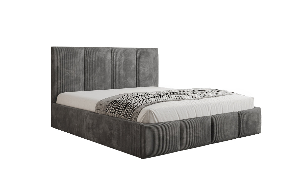 Mina Designer Polsterbett Cord – 140 × 200 cm, wählbare Kopfteilhöhe, Farben