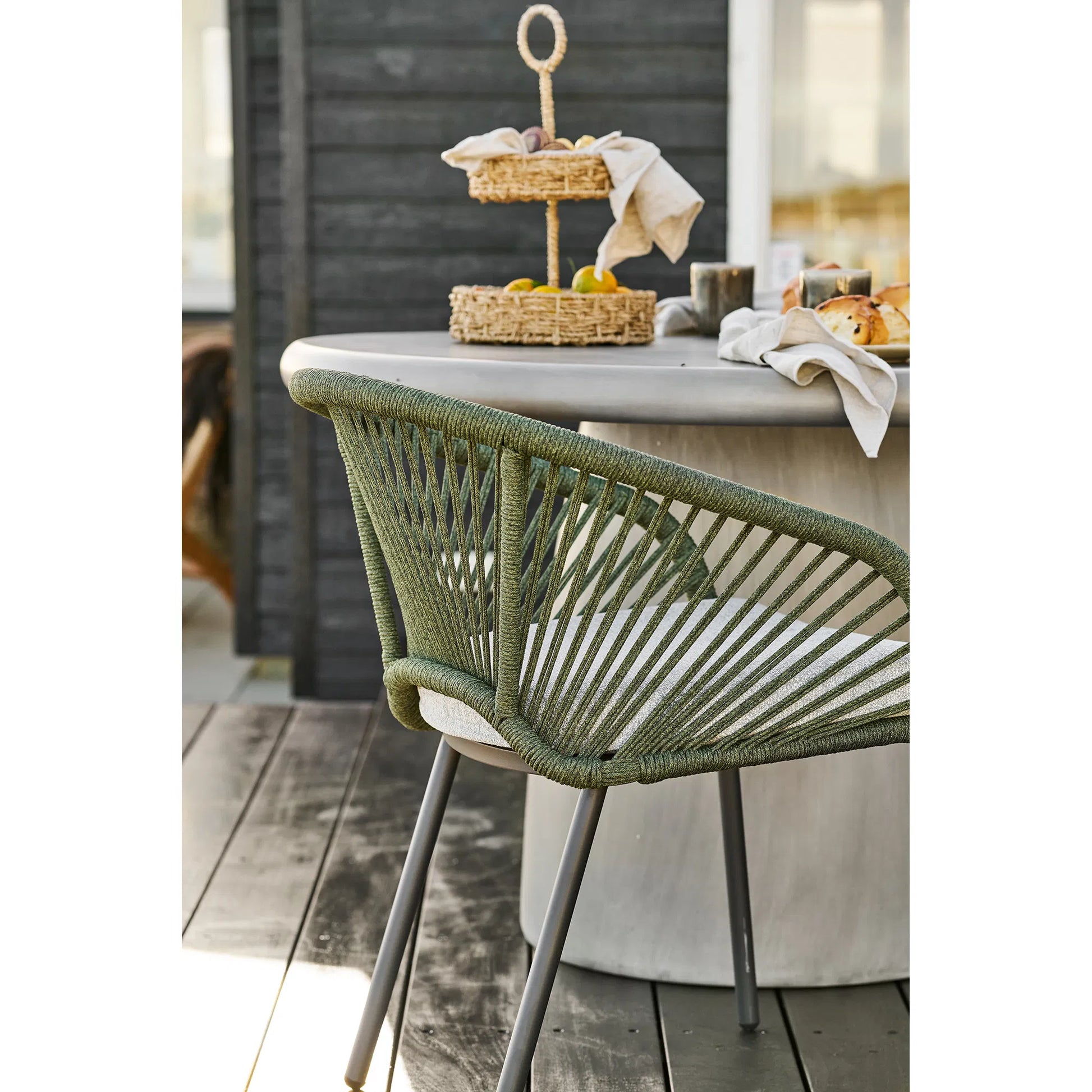 Luxusbetten24 Veleno 2er Set Gartenstuhl Outdoor Beige, Grün