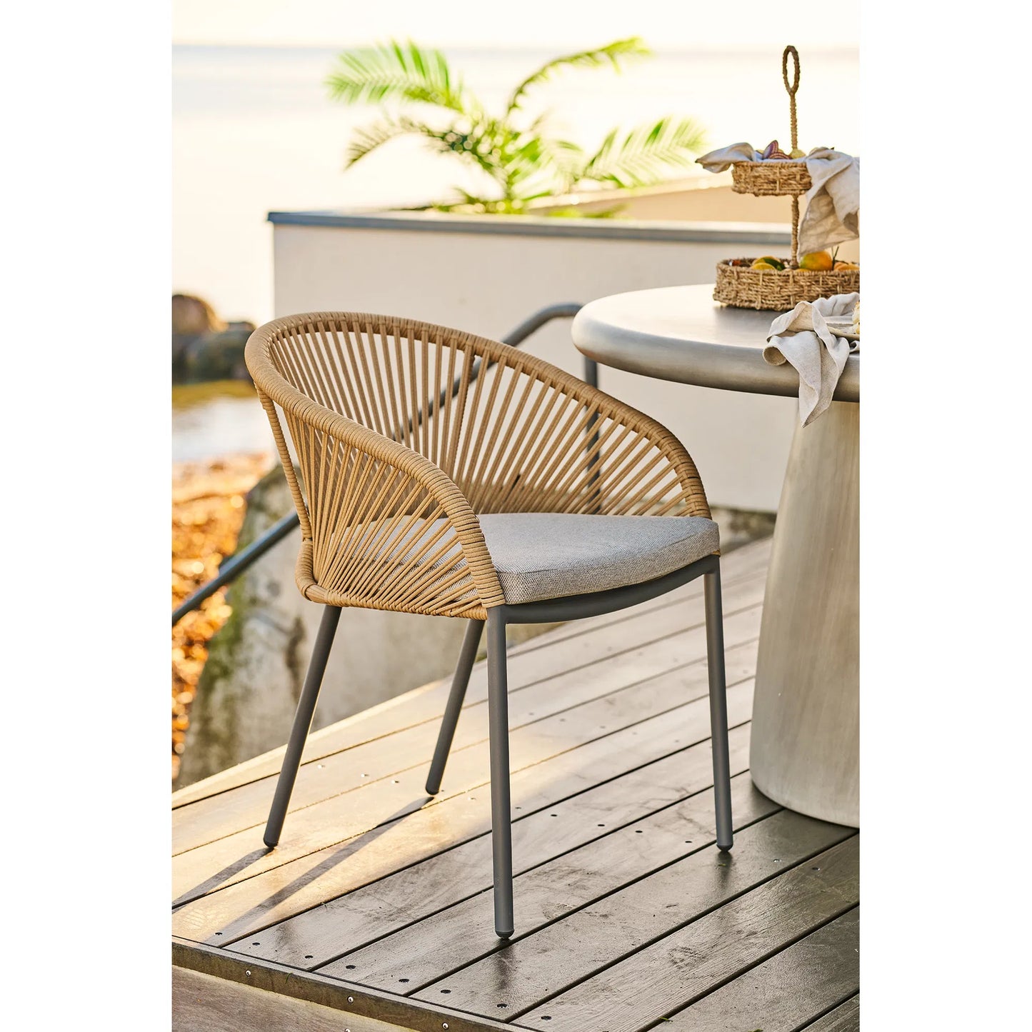 Luxusbetten24 Veleno 2er Set Gartenstuhl Outdoor Beige, Grün