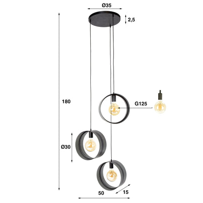 Luxusbetten24 Sorelia Pendelleuchte Gestuft Mit 3 Leuchten Anthrazit