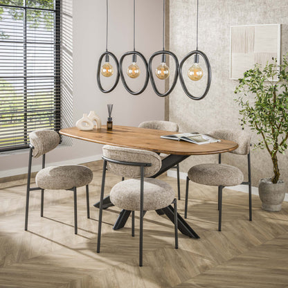 Luxusbetten24 Vionara Pendelleuchte – 4‑teilig Ring aus Arktisch Schwarzem Metall