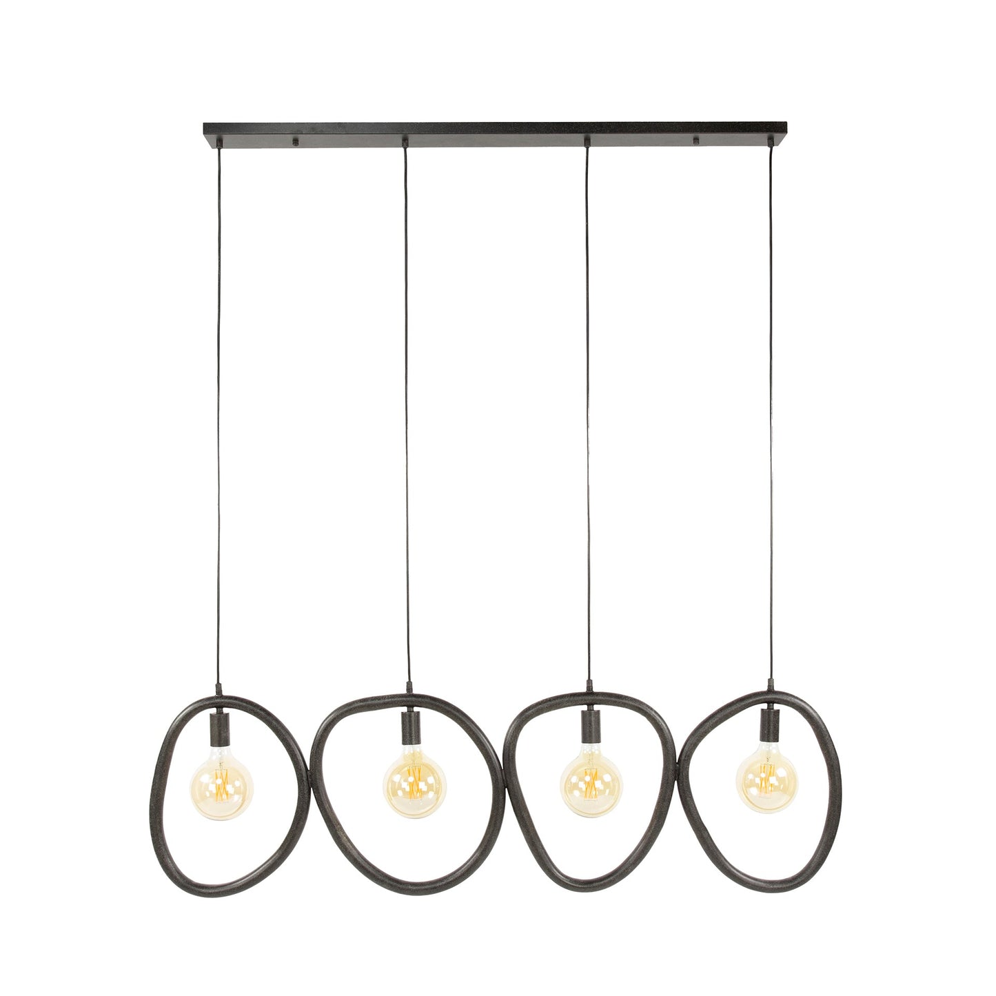 Luxusbetten24 Vionara Pendelleuchte – 4‑teilig Ring aus Arktisch Schwarzem Metall