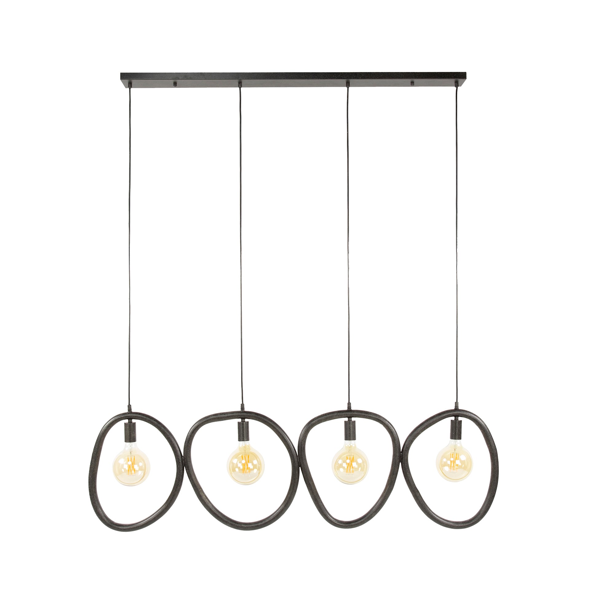 Luxusbetten24 Vionara Pendelleuchte – 4‑teilig Ring aus Arktisch Schwarzem Metall