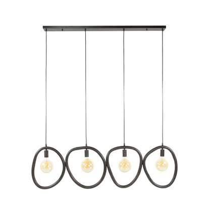 Luxusbetten24 Vionara Pendelleuchte – 4‑teilig Ring aus Arktisch Schwarzem Metall