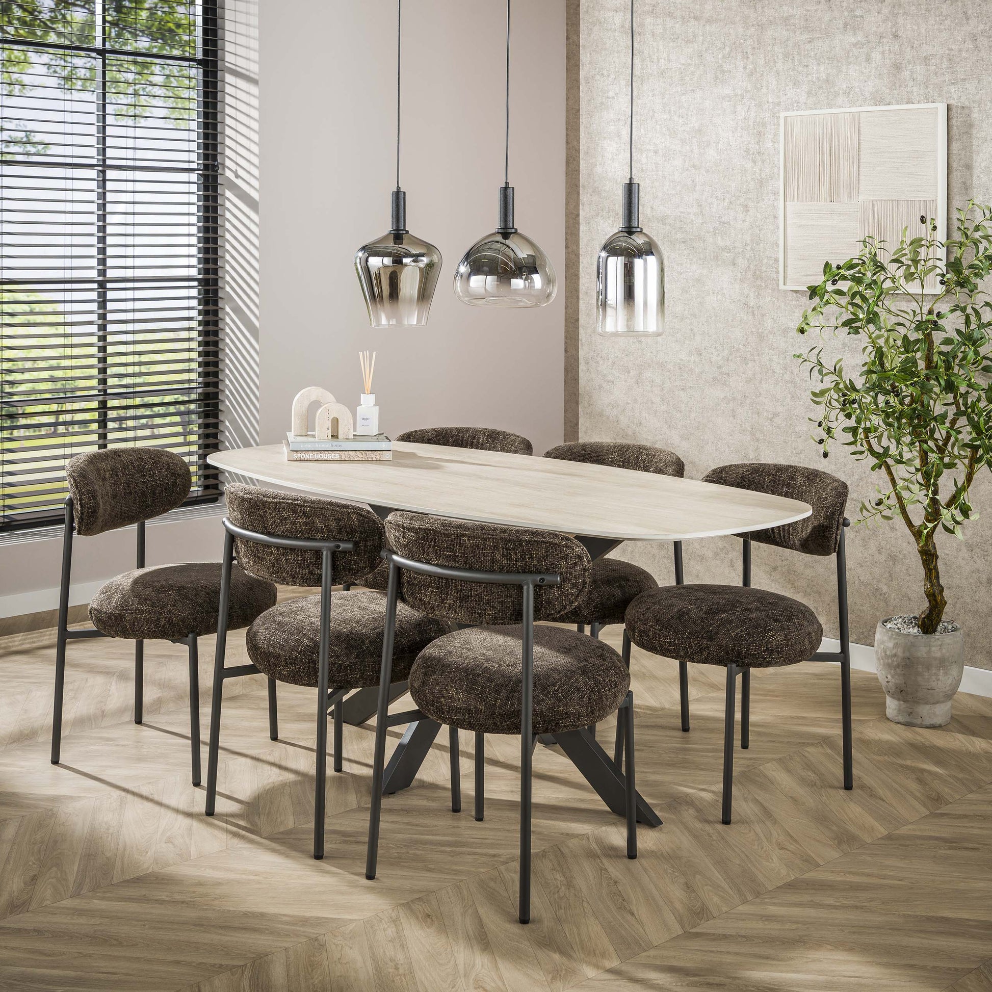 Luxusbetten24 Alveris Pendelleuchte Rauchglas mit Farbverlauf, 3 Formen