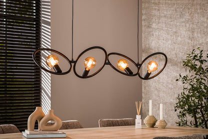 Luxusbetten24 Orlina Pendelleuchte Arktisch Schwarz Metall Loop Design 4‑er‑Set