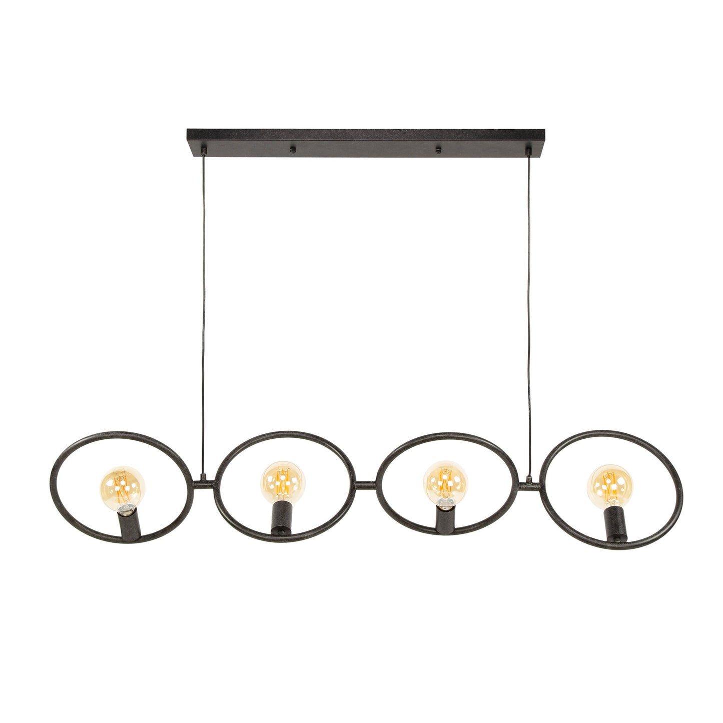 Luxusbetten24 Orlina Pendelleuchte Arktisch Schwarz Metall Loop Design 4‑er‑Set