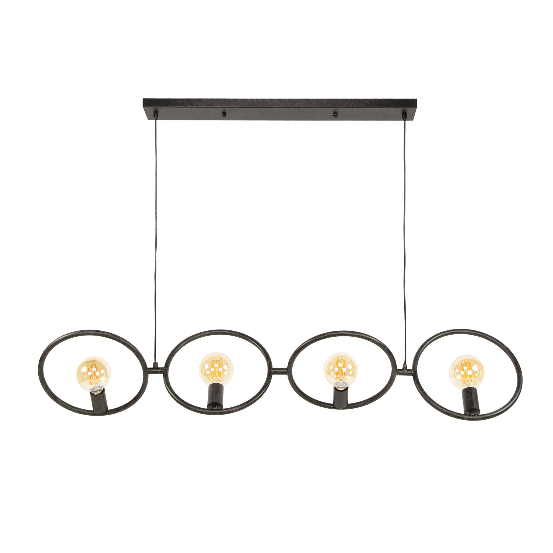 Luxusbetten24 Orlina Pendelleuchte Arktisch Schwarz Metall Loop Design 4‑er‑Set