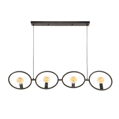Luxusbetten24 Orlina Pendelleuchte Arktisch Schwarz Metall Loop Design 4‑er‑Set
