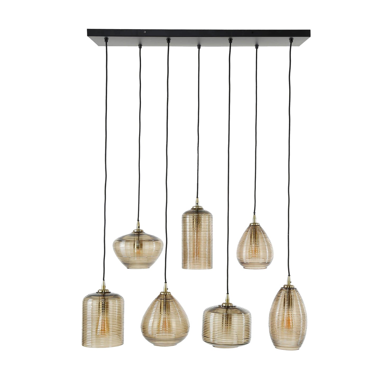 Astralis Pendelleuchte – Handgefertigte Lampenschirme aus Glas, Amberfarben
