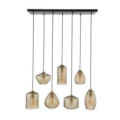 Astralis Pendelleuchte – Handgefertigte Lampenschirme aus Glas, Amberfarben
