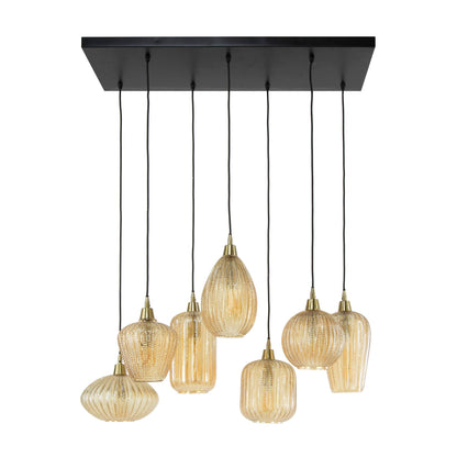 Luxusbetten24 Pendelleuchte Lumina Handgefertigte Lampenschirme Aus Glas Amberfarben