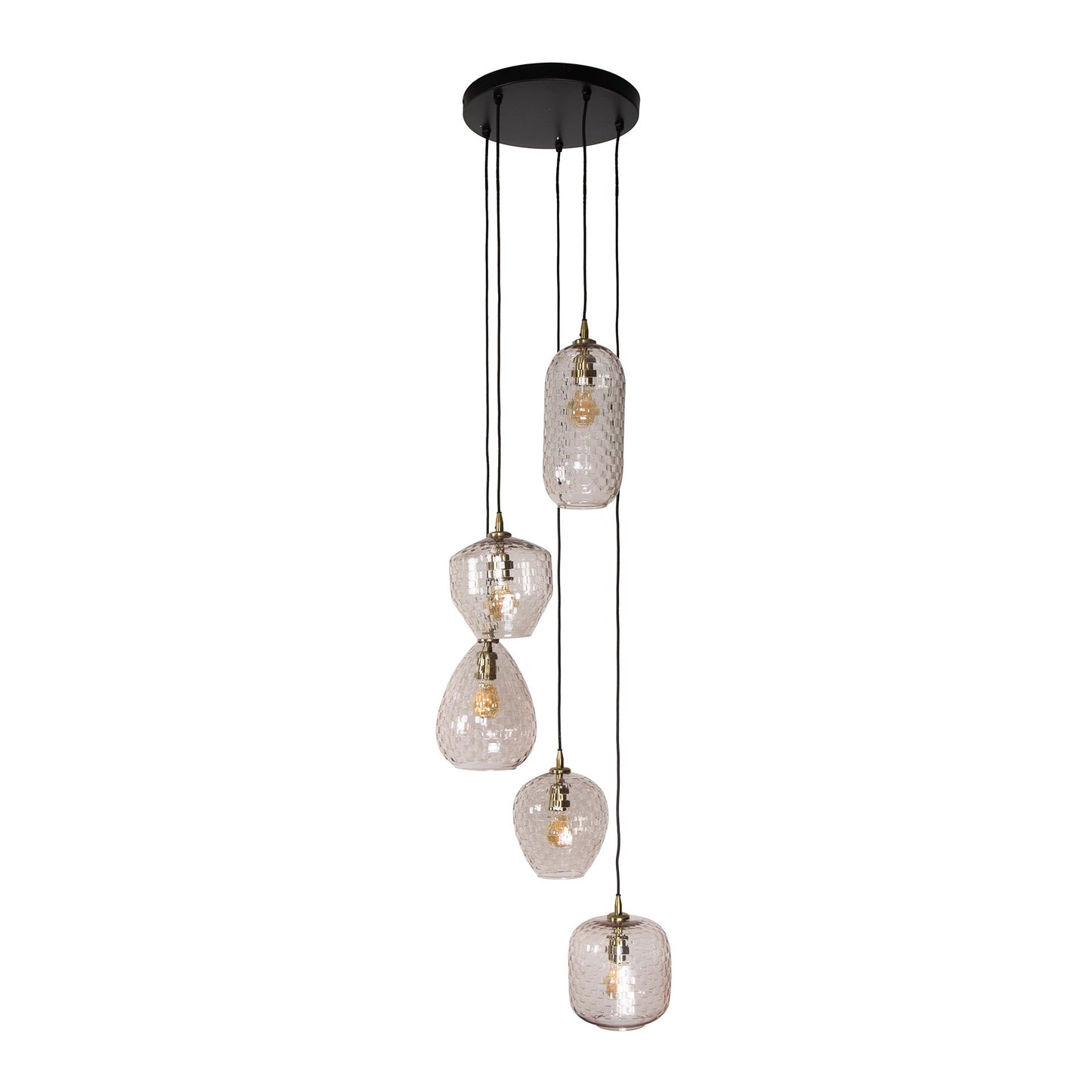 Pendelleuchte „Arcana“ – gestuft aus Diamantglas mit 180 cm Höhe