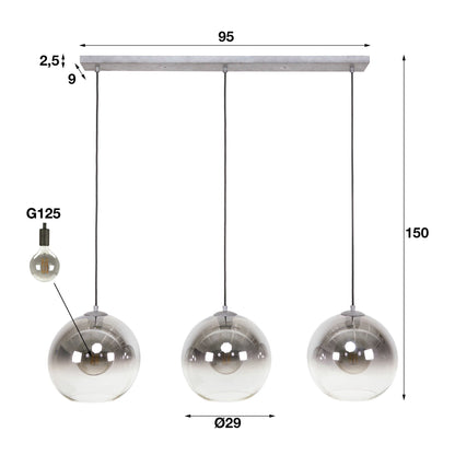 Luxusbetten24 Lumetto Pendelleuchte Rauchglas mit Farbverlauf