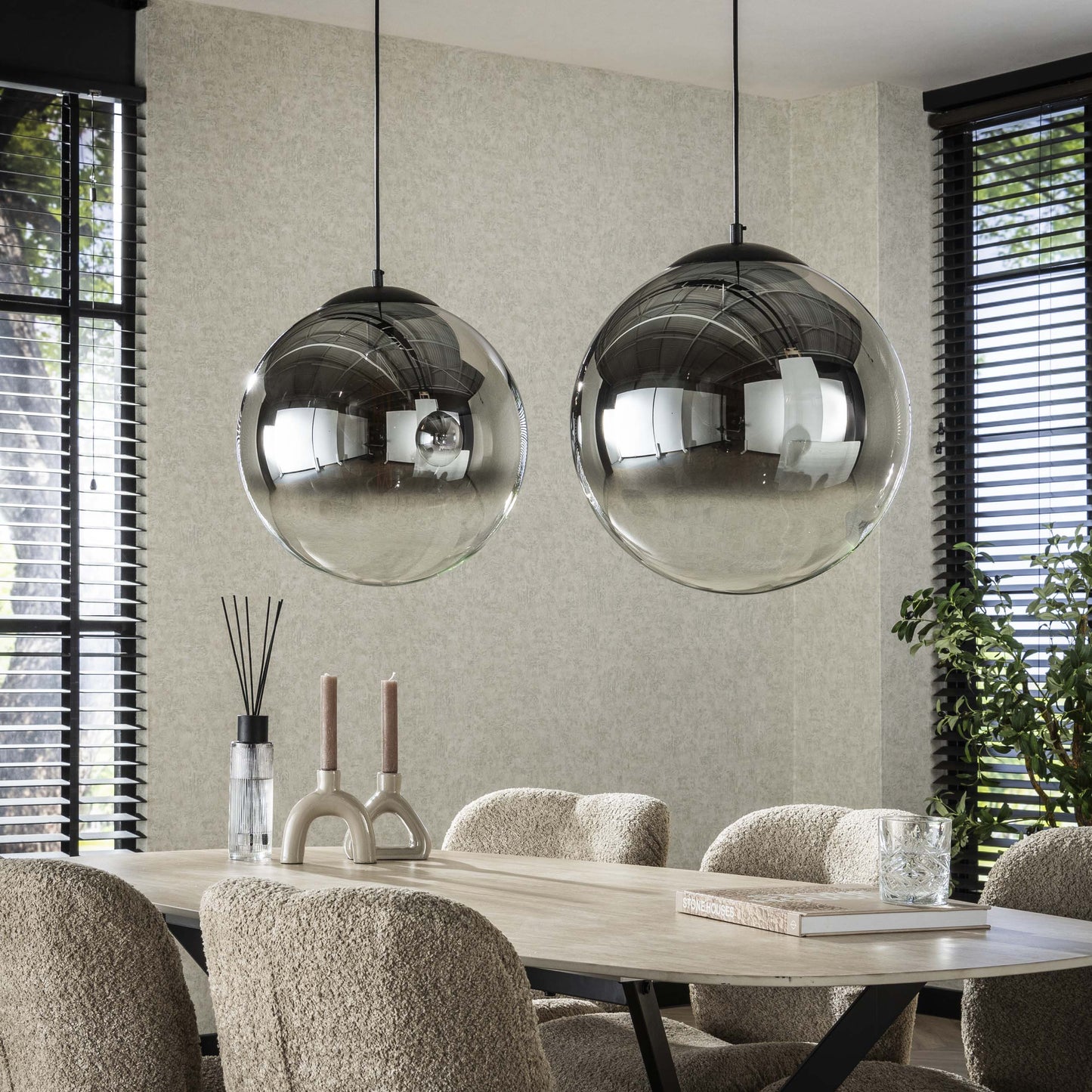 Luxusbetten24 Ceralis Pendelleuchte Rauchglas mit Farbverlauf und Bubble-Design
