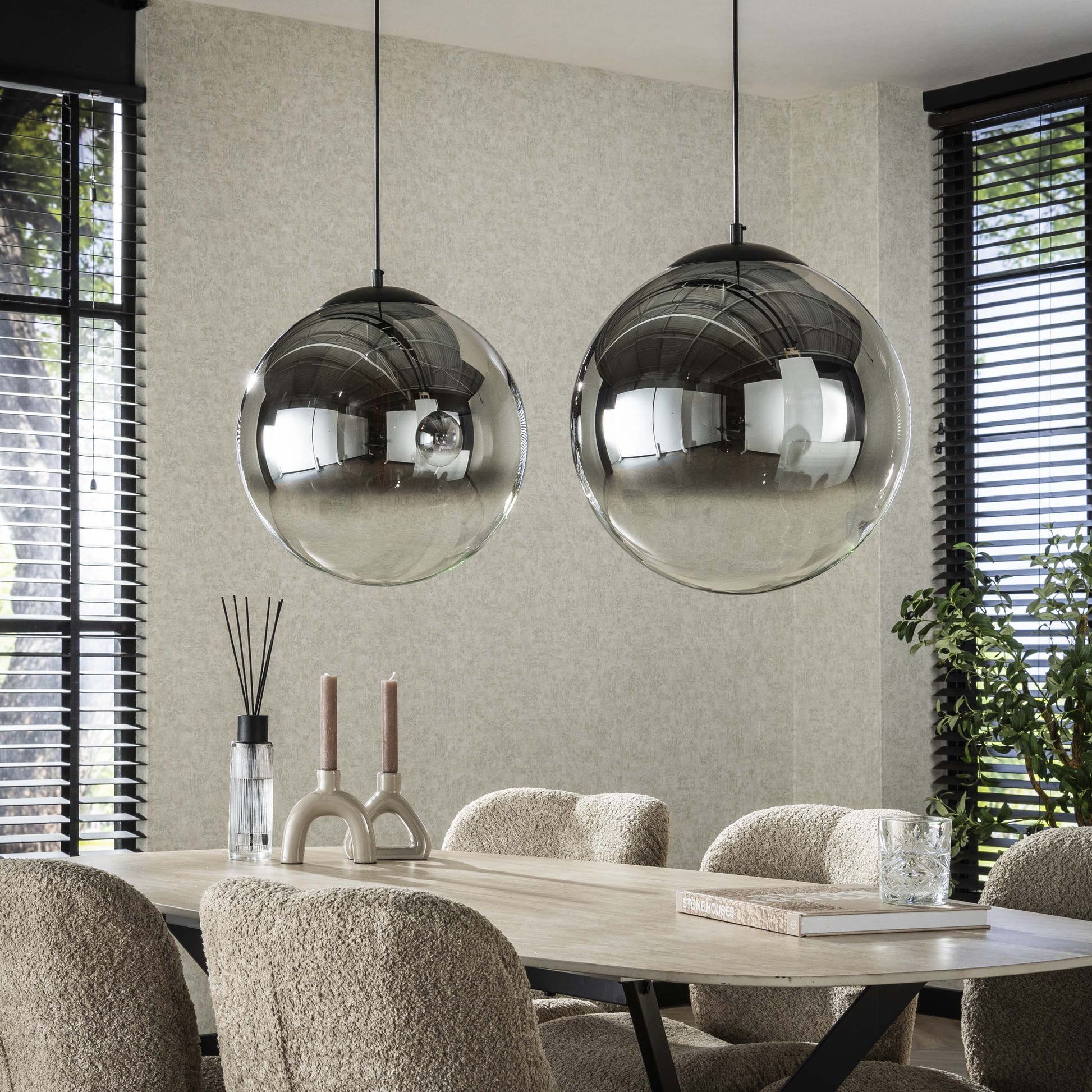 Luxusbetten24 Ceralis Pendelleuchte Rauchglas mit Farbverlauf und Bubble-Design