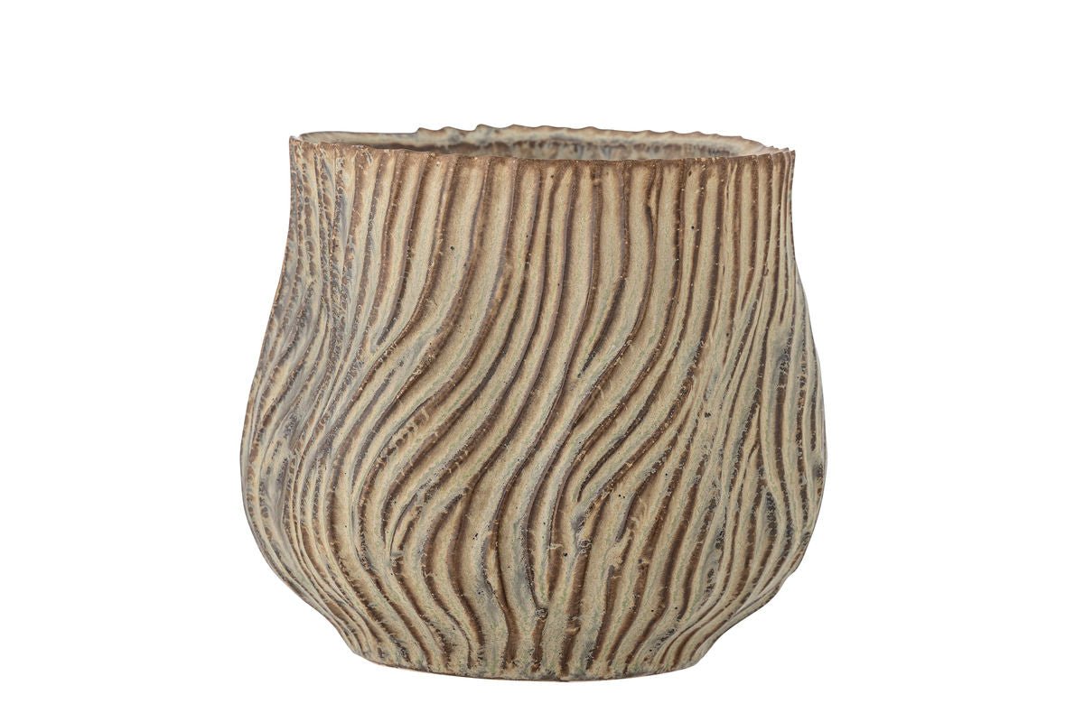 Blumentopf Terraea – Braunes Steingut