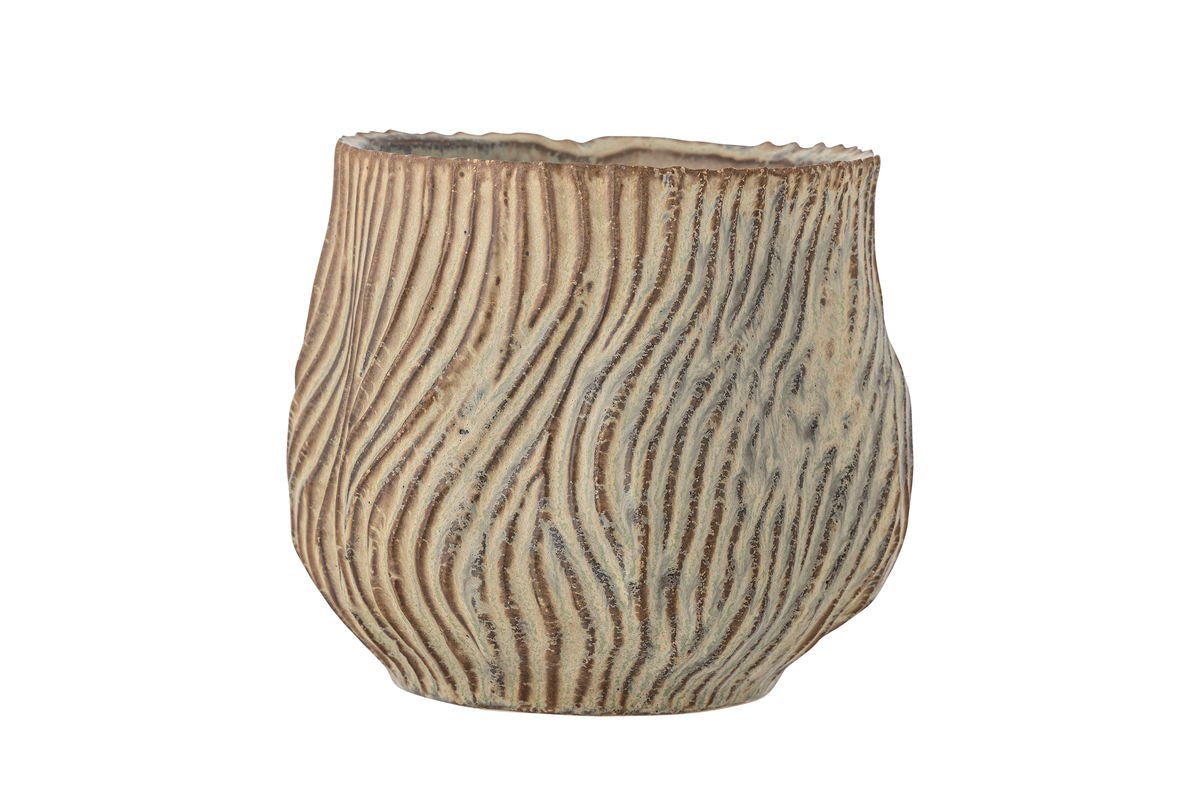 Blumentopf Terraea – Braunes Steingut