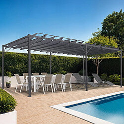Aktive Pergola Desmontable Blanco 6x3m Techo Retráctil Exterior