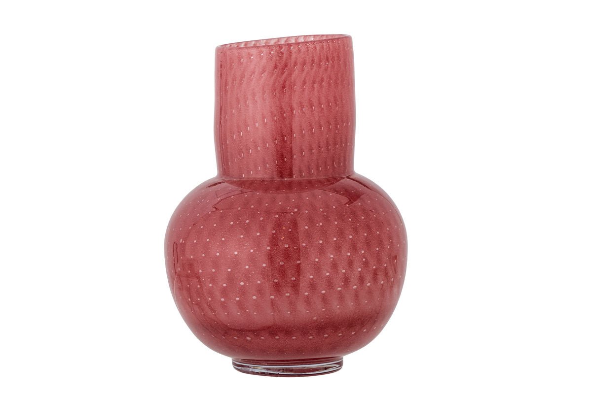 Luxusbetten24 Cherrybomb Vase Aus Glas Rot Dekorativ Handgefertigt