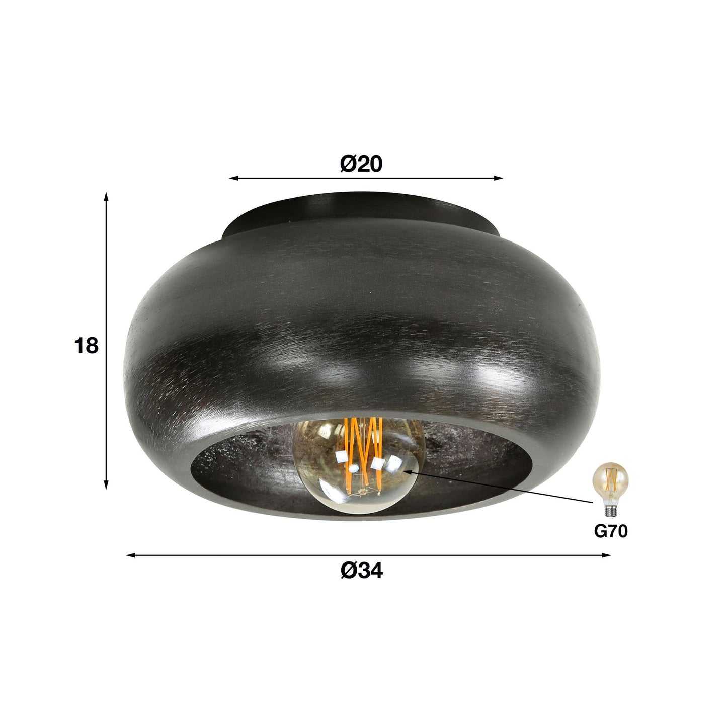 Luxusbetten24 Skylin Deckenleuchte Metall Schwarz Moderne Design Elegant