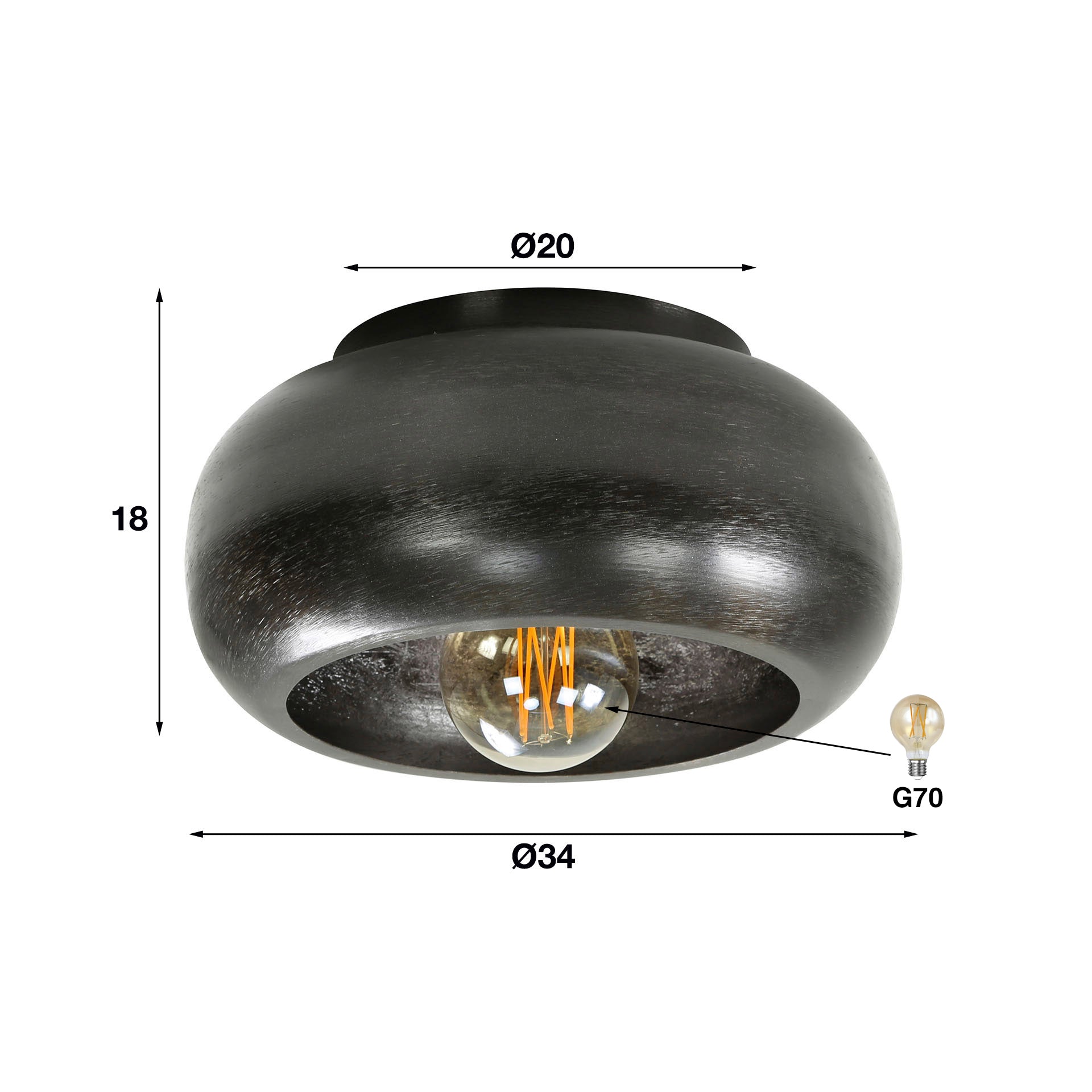 Luxusbetten24 Skylin Deckenleuchte Metall Schwarz Moderne Design Elegant