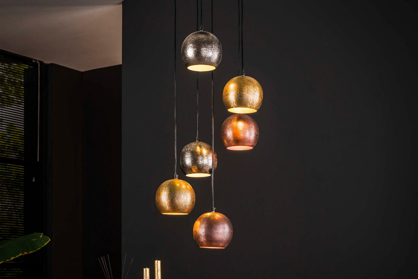 Pendelleuchte Velluto – Metall‑Farbkombination Chrom Gold Kupfer