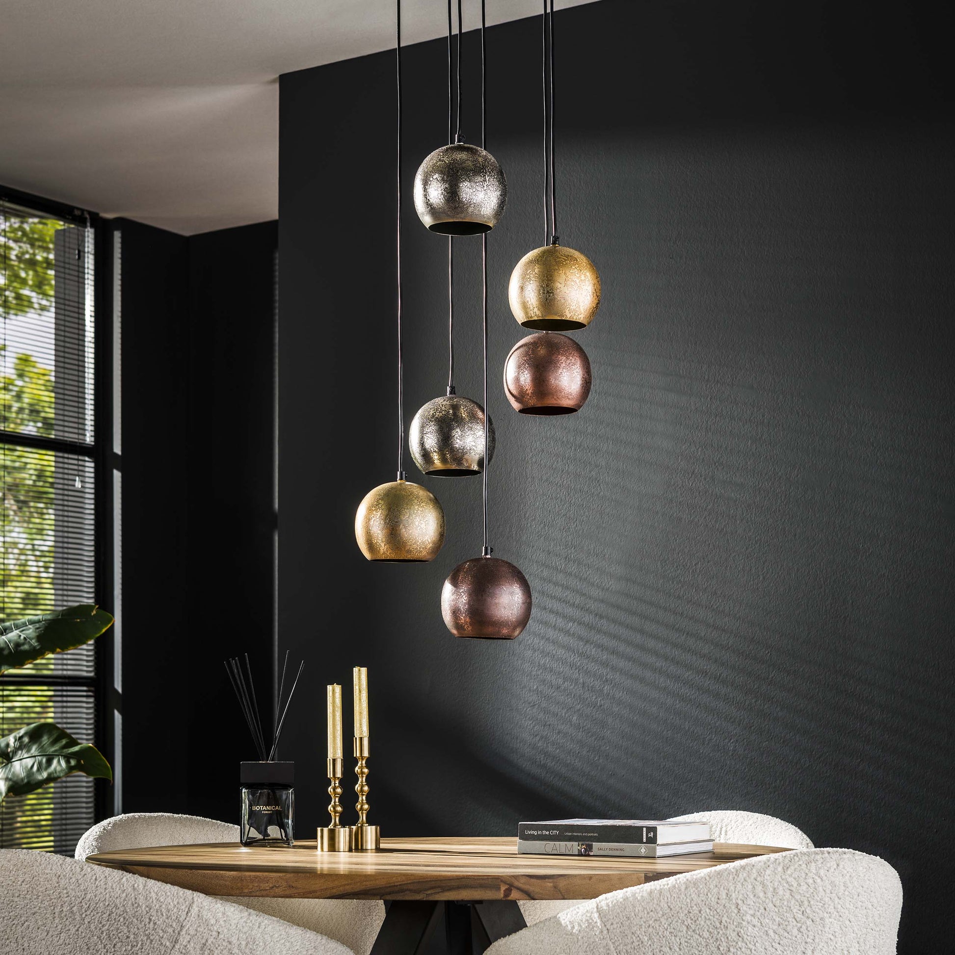 Pendelleuchte Velluto – Metall‑Farbkombination Chrom Gold Kupfer