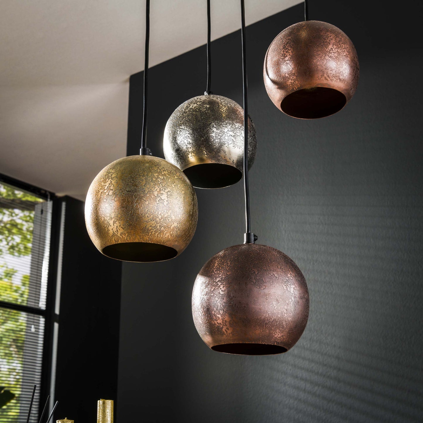 Pendelleuchte Velluto – Metall‑Farbkombination Chrom Gold Kupfer