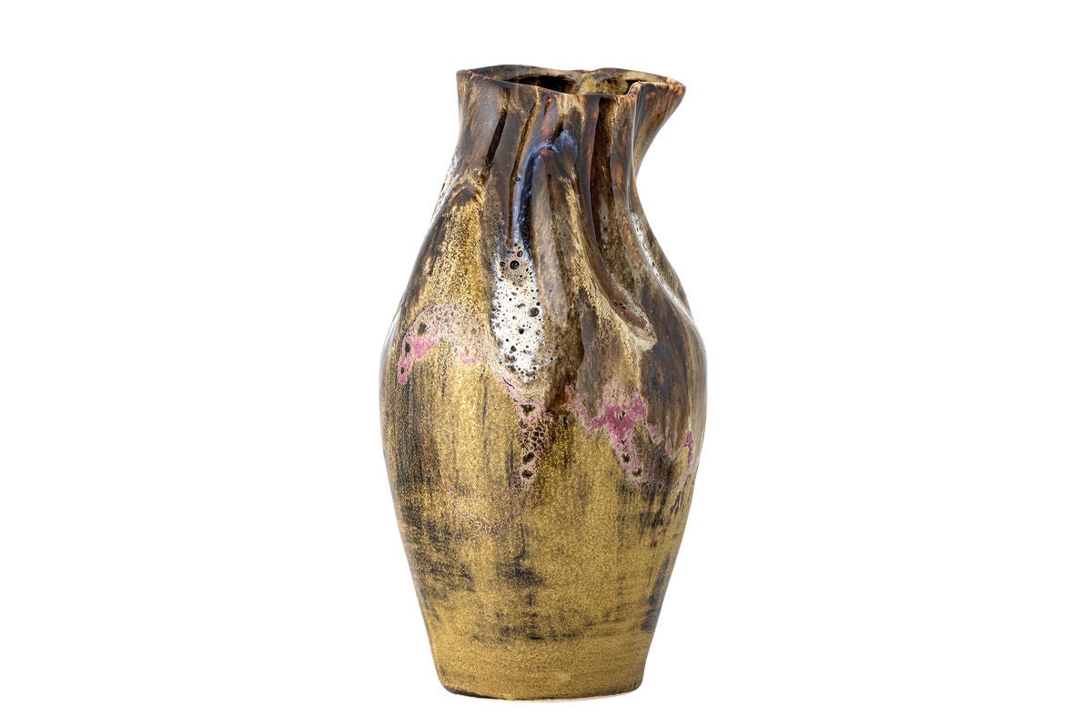Luxusbetten24 Springtime Vase aus Steingut Gelb Braun
