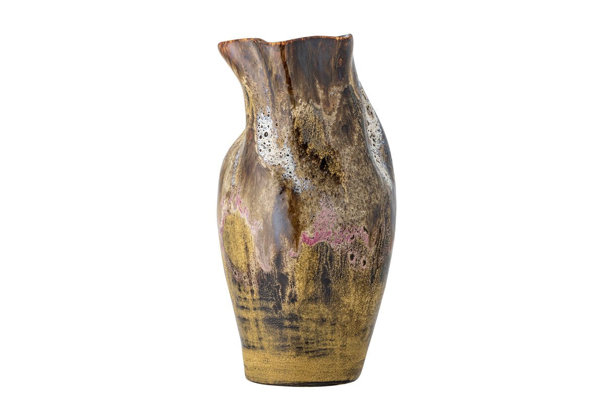 Luxusbetten24 Springtime Vase aus Steingut Gelb Braun