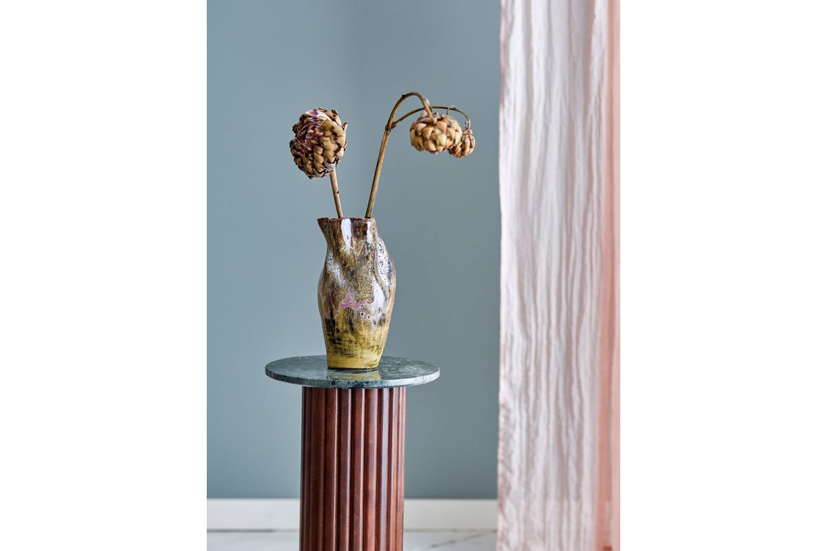 Luxusbetten24 Springtime Vase aus Steingut Gelb Braun