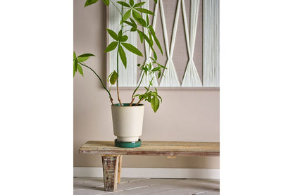 Luxusbetten24 Elvar Blumentopf mit Untertasse, Naturfarbenes Steingut, Beige