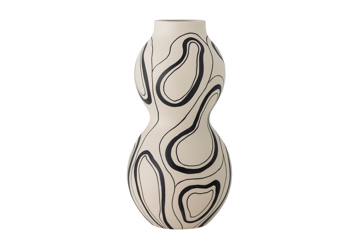 Luxusbetten24 Femimara Vase – Handgefertigtes Dekoratives Organisches Muster Beige/Schwarz