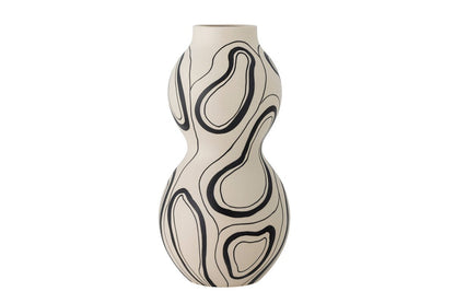 Luxusbetten24 Femimara Vase – Handgefertigtes Dekoratives Organisches Muster Beige/Schwarz