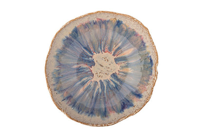Schale Cebu Steingut mit Aquarellartiger Glasur Blau Handgefertigt