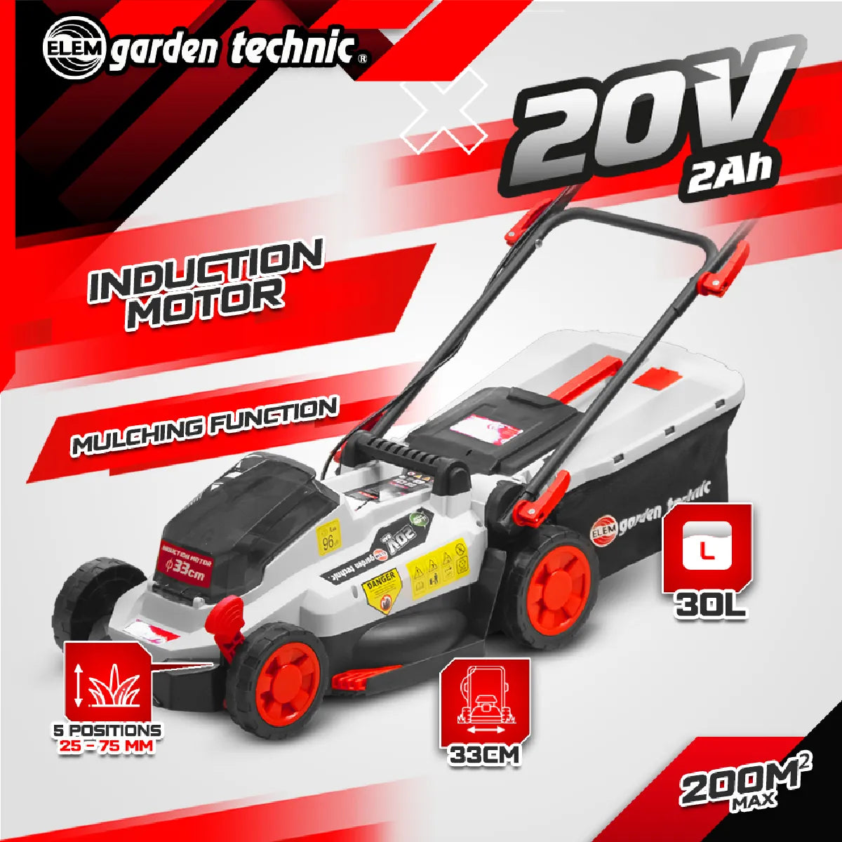 Elem Cortacésped Technic Kit Eléctrico con Bordes 20V