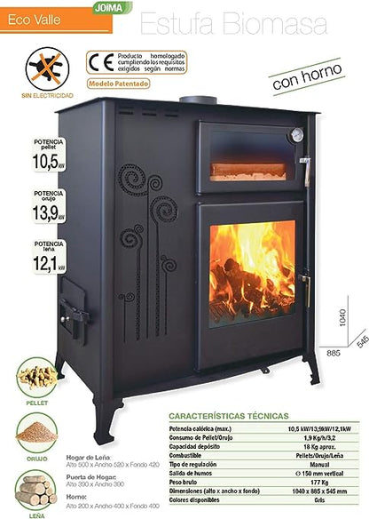 JOIMA Estufa de Pellets de 13,9 kW