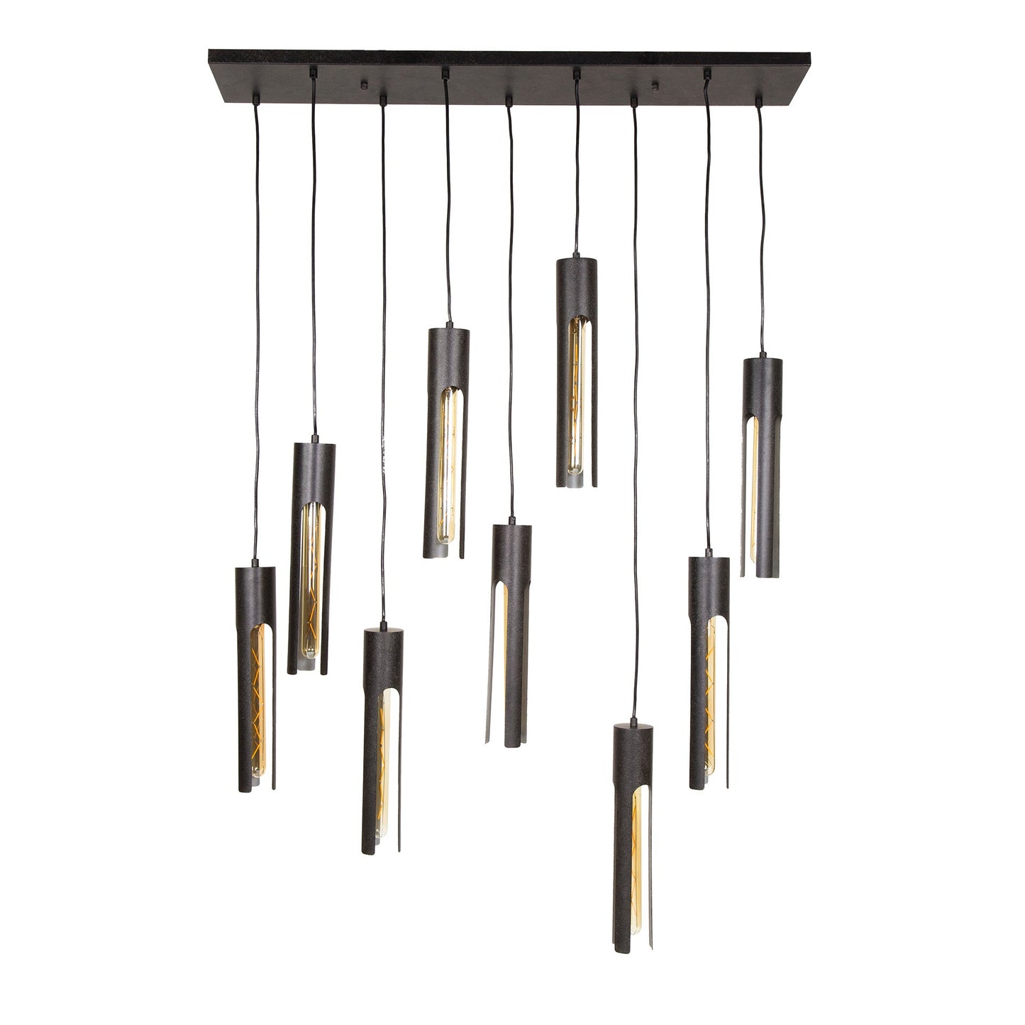 Luxusbetten24 Aveline Pendelleuchte – Schwarzes Rohr-Design mit 9 Leuchten