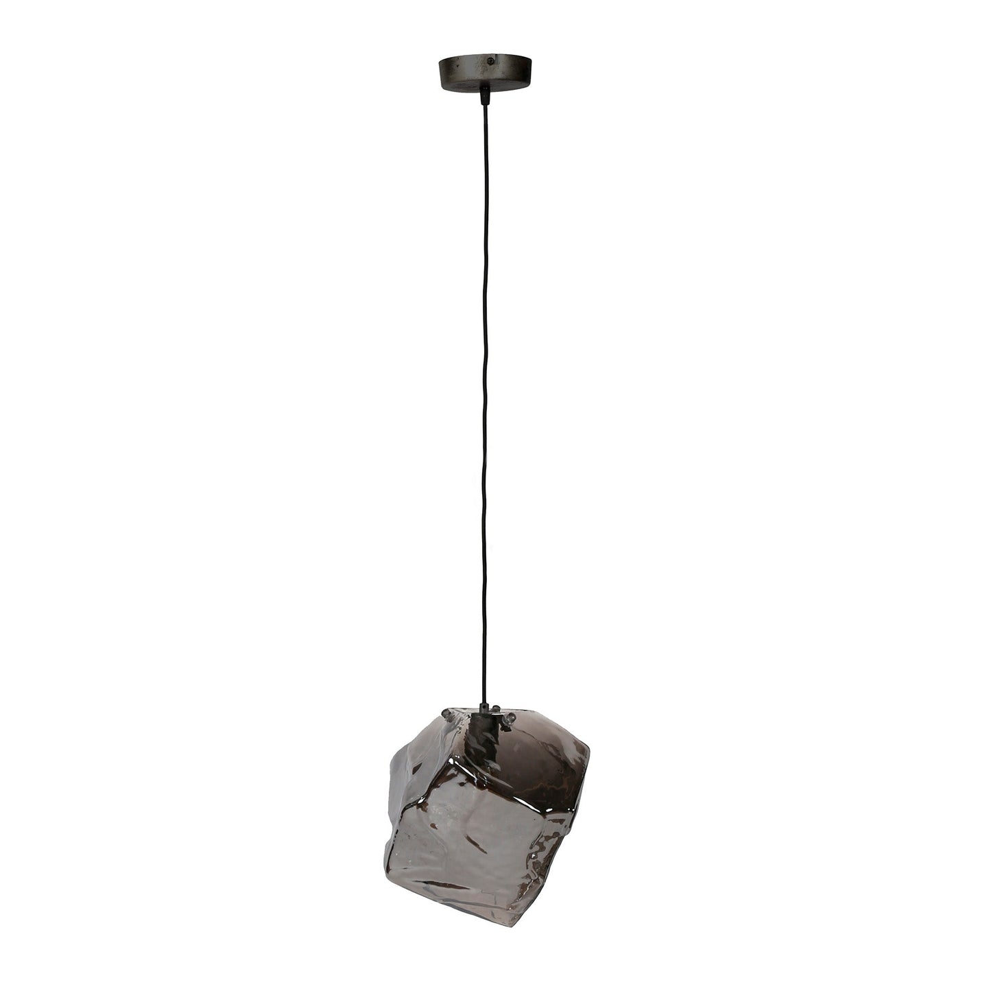 Pendelleuchte „Luminara“ aus modernem mundgeblasenem Chromglas mit Metall-Armatur