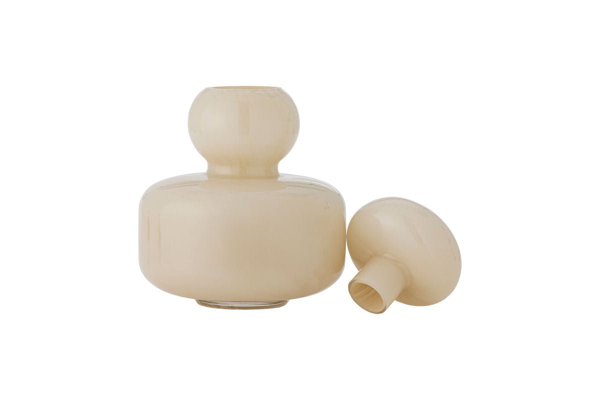 Vase „Elinor“ mit Deckel – Naturfarbenes Glas