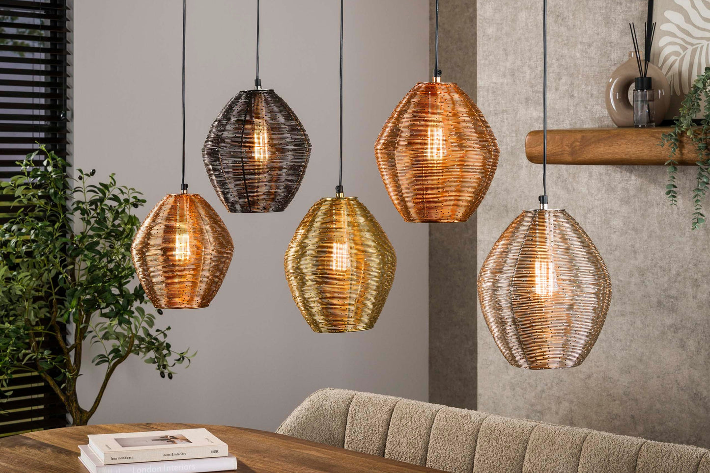 Luxusbetten24 Sereno Pendelleuchte Metall‑Farbkombination Schwarznickel Chrom Messing Kupfer Mattnickel‑Mix
