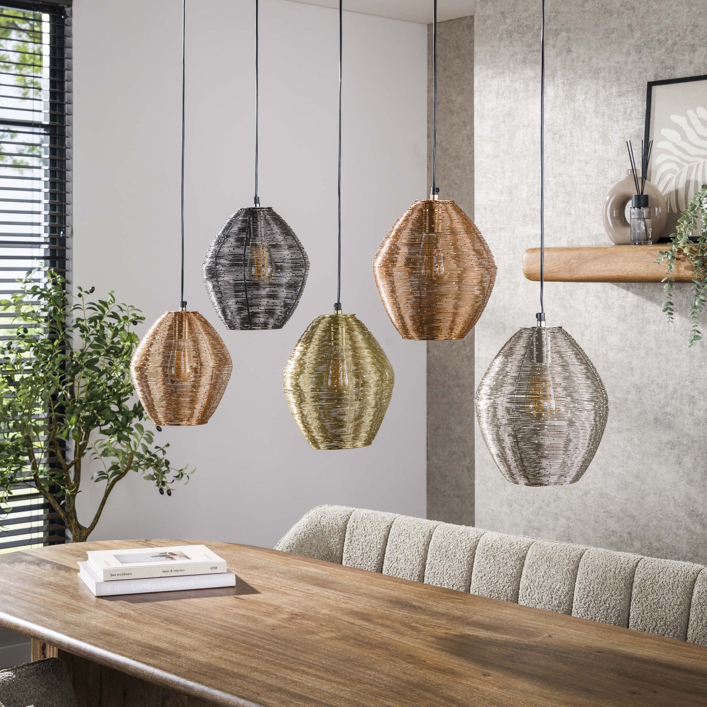 Luxusbetten24 Sereno Pendelleuchte Metall‑Farbkombination Schwarznickel Chrom Messing Kupfer Mattnickel‑Mix