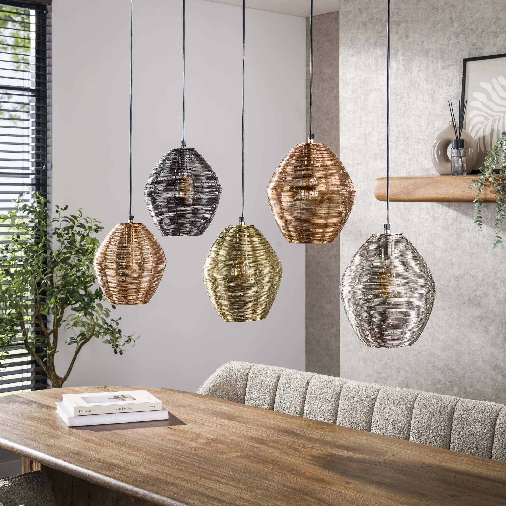 Luxusbetten24 Sereno Pendelleuchte Metall‑Farbkombination Schwarznickel Chrom Messing Kupfer Mattnickel‑Mix