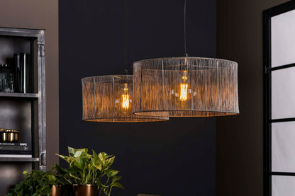 Luxusbetten24 Candela Pendelleuchte Schwarznick 2‑Leuchten mit geflecht Design