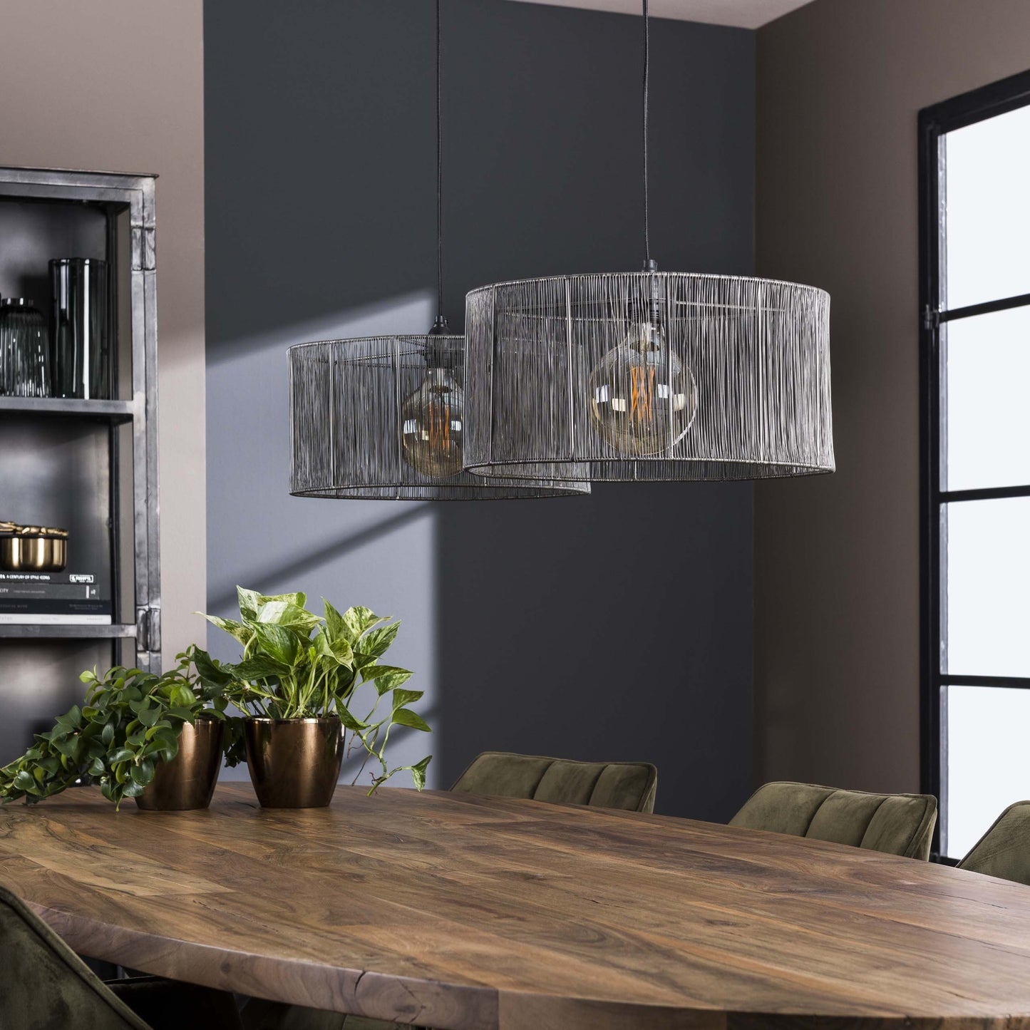 Luxusbetten24 Candela Pendelleuchte Schwarznick 2‑Leuchten mit geflecht Design